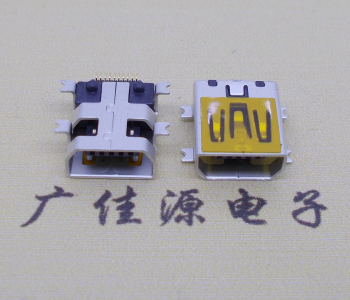 三水迷你USB插座,MiNiUSB母座,10P/全贴片带固定柱母头
