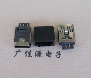 三水MINI USB 5Pin接口 带护套焊线母座 B型180度铜壳