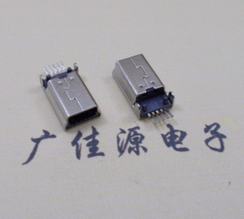 三水MINI USB公头 5pin端子贴板带柱 10.7mm体长