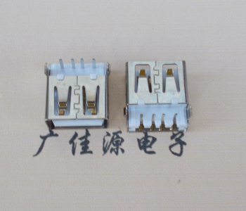 三水USB母座接口 AF90度沉板1.9引脚4P插件白胶芯直边