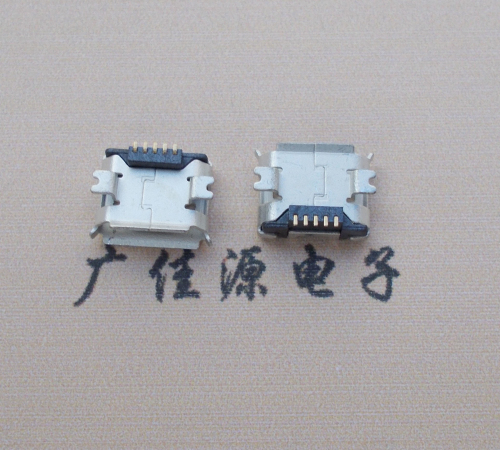 三水Micro USB 5PIN接口,B型垫高0.9mm鱼叉脚贴片雾锡卷边