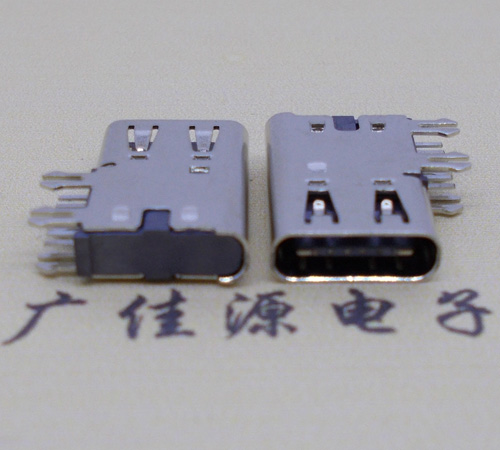 三水侧插USB3.1接头座子.90度type-c母座.6p侧插连接器